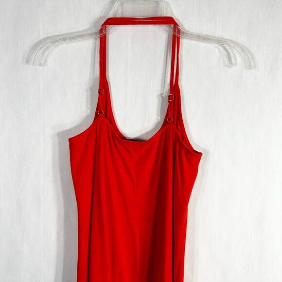 J Crew Medium Dress Strappy Knit Midi Vibrant Orange Spaghetti Strap Sun 107‎ - Picture 14 of 16